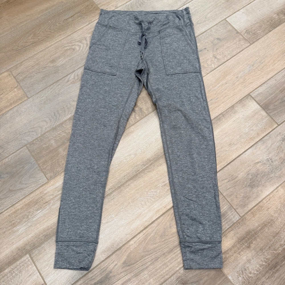 Aerie Chill Play Move Grey Heathered Jogger Pants Women Large Long Drawstring